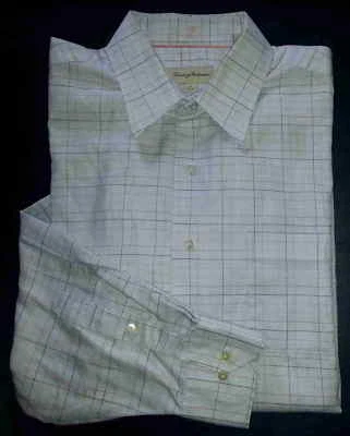 Camisa Tommy Bahama Botón-Rejilla Frontal Lt Azul Tostado Gris Marrón 17-34/35 c1211 Foto 1 de 4
