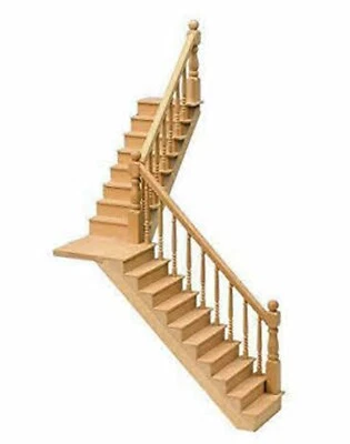 Dolls House Staircase and Landing Wooden Angled DIY Kit Miniature 22 tumdee - Image 1 of 3
