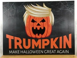 Trump HALLOWEEN Insegna Cortile Presidente Politico con Palo - 24" x 18" "TROMPKIN" - Foto 1 di 3