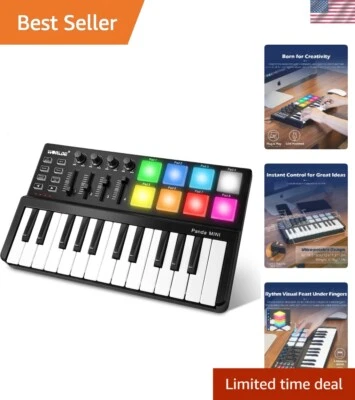 Máquina de ritmos MIDI portátil con 25 teclas y almohadillas de batería - para principiantes y profesionales Foto 1 de 4