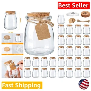 30 Count Mini Glass Favor Jars with Cork Lids - 7 oz Pudding Containers - Picture 1 of 9