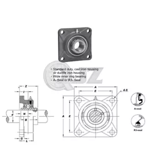 2.25 in Square Flange Units Cast Iron UCFS212-36 Mounted Bearing UC212-36+FS212 - Imagen 1 de 1