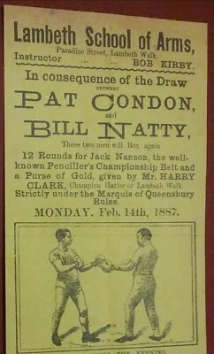 VICTORIAN FIGHT POSTER , LAMBETH WALK , LAMBETH SCHOOL OF ARMS , *Reproduction* - Image 1 of 4