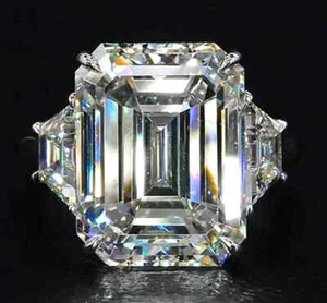 RARE 28.00 Ct Certified Off White Treated Diamond Solitaire Ring In 925 Silver - Picture 1 of 6