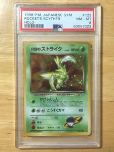 Rocket's Scyther Pokemon 1998 Holo Team Rocket Japanese 123 PSA 8 - Picture 1 of 2