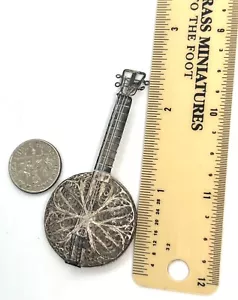 1:12 Vintage Artisan Filigree Mandolin Metal Ornate Dollhouse Miniature - Picture 1 of 8