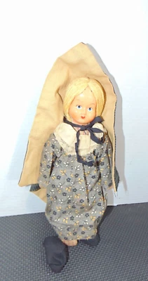 Vintage European folk doll handmade with hand-painted face Cape 10” - Image 1 of 4