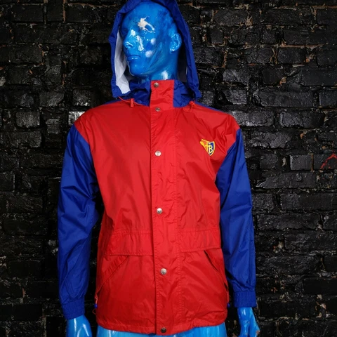 Basel 1893 FC Windproof Jacket with Zip and Snap Red Blue Polyamide Mens SIze S Cover