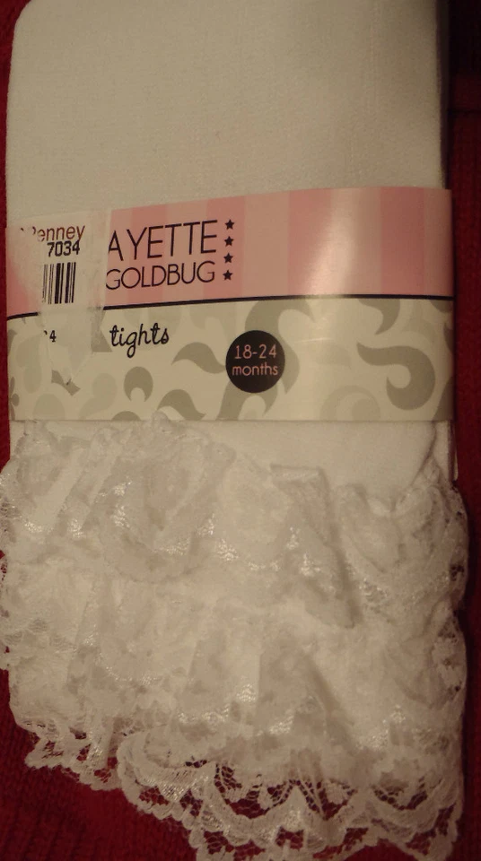 PLAYETTE Bebé Niñas 18-24 Meses o 2-4 Años Blanco Medias Nylon Encaje Detrás Nuevo Con Etiquetas Foto 1 de 1