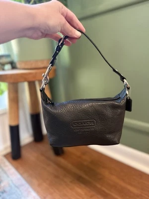 Coach Y2K Leatherware EST. 1941 Mini Glovetanned Leather Hand Bag Black Baguette - Image 1 of 4