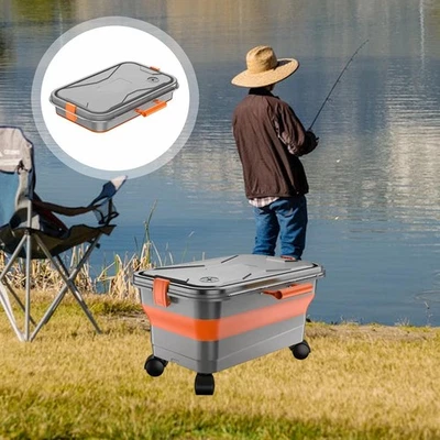 Faltbarer Eimer mit Rädern Becken Lagerung für Camping Angeln Haustier Baden - Bild 1 von 4