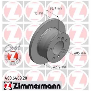 Zimmermann OE Coat Z Brake Rotor Pair 272mm Rear 400.6469.20 - Picture 1 of 3