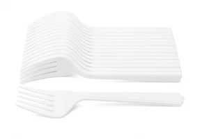 White Plastic Forks 500Pieces Disposable/Reusable – Great for Partys or Events - Picture 1 of 3