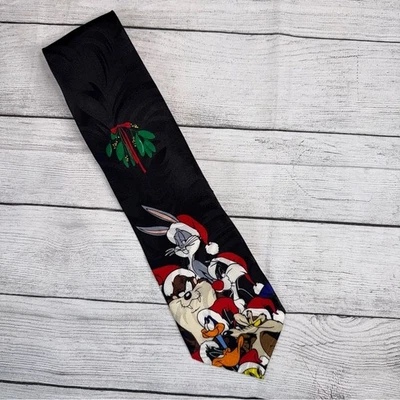 Corbata Looney Tunes DE COLECCIÓN Para hombres Navidad 100% Seda Bugs Bunny Taz Wile E Coyote Foto 1 de 4