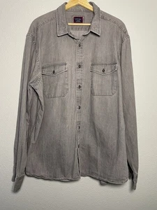 UNTUCKIT Men's 2XL Grey Long Sleeve Button Down Elderton Heavy Denim Pockets - Picture 1 of 7