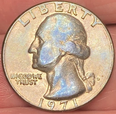 1971-D Washington Quarter Beautiful Brilliant Gold/Dark Toned Coin #7 - Image 1 of 4