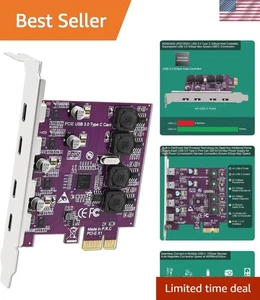 Add 4x 5Gbps USB-C Ports to Your Desktop with FS-U304C-Pro PCI Express Card - Afbeelding 1 van 10