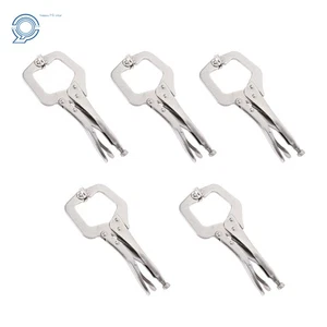 Locking C-Clamp 11" Adjustable Pliers Grip With Swivel Pad Vise Jaws 5 Piece - Picture 1 of 9