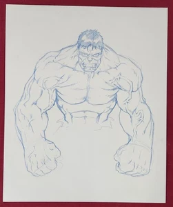 Póster boceto arte fan lápiz azul original Marvel Incredible Hulk 14x17 único en su clase - Imagen 1 de 5