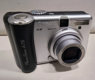 Canon Power Shot A75 Silver 1.8" LCD 3.2MP Digital Camera, 3X Opt Zoomp *Parts* - Image 1 of 4
