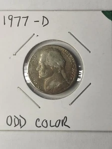 1977 D 5c Nickel Clad Layer Error Odd Coloring Jefferson - Picture 1 of 2