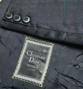 Vintage Christian Dior Monsieur all worsted classic db Windowpane blazer 40R - Picture 1 of 15