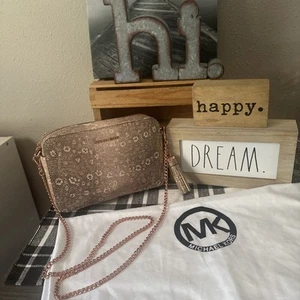 Michael Kors Ginny Lizard Embossed Leather ChainLink Crossbody+ DustBag EUC-MINT - Picture 1 of 21