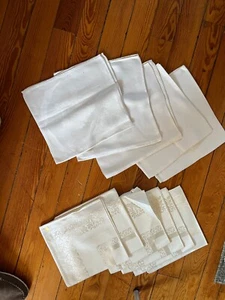 Vintage Lot of Two Different Cream Damask Design Large Cloth Table Napkins - inc - Picture 1 of 13