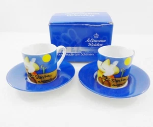 Seltmann-Weiden Espresso Set 2 Cups Saucers Blue Siesta Aroma Cafe Sombrero NEW - Picture 1 of 7