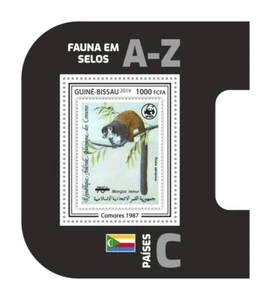 Stamps on Stamps WWF Fauna MNH Stamps 2019 Guinea-Bissau S/S Die Cut Shape - Picture 1 of 1