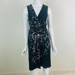 Elie Tahari Size Small Black Sleeveless Ruched Waist Speckled Cocktail Dress  - Picture 1 of 6
