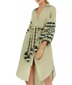 Kasana Collective Maya Avocado Embroidered Dress Sz XL - Picture 1 of 18