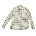 Fatface Women's T-Shirt Uk 4 Cream Checkered 100% Cotton Short Sleeve Basic