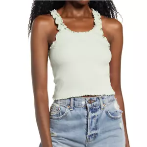 Urban Outfitters BDG Ribbed Lettuce-Edge Tank Top Vest Green Size S New Free P&P - Picture 1 of 3
