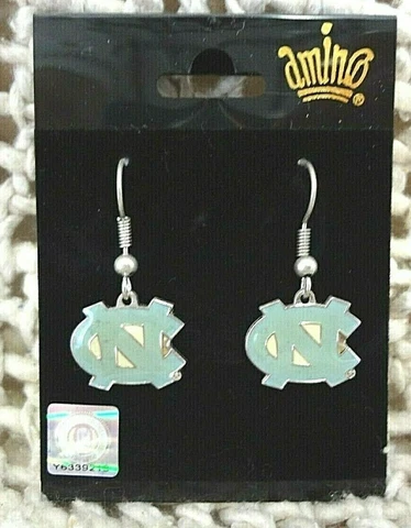 AMINCO ~ NORTH CAROLINA TAR HEELS DANGLE PIERCED EARRINGS JEWELRY ~ NEW CARDED Cover