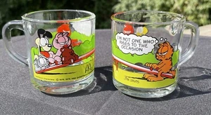 McDonalds Garfield Glass Coffee Cups Mugs - Jim Davis Set of 2 Vintage 1978 - Picture 1 of 5