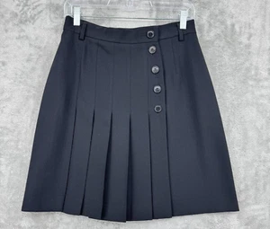 Vintage Mondi Skirt Womens 36 Wool Pleated Preppy Academia Button Career Wrap - Picture 1 of 7