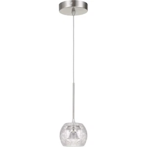 Cal Lighting Ithaca 10" LED Glass Pendant w/Clear Crackle Glass, Steel - UP-1122 - Picture 1 of 1