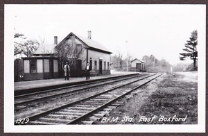 B&M Railroad Station Depot RPPC #1929 - East Boxford, MA Real Photo Postcard - Picture 1 of 2