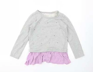 Pumpkin Patch Girls Grey Crew Neck Cotton Blend Jumper Size 9 Years - Picture 1 of 12
