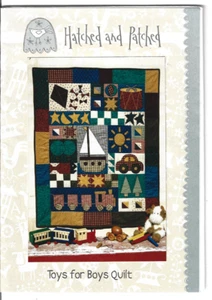Toys for Boys Quilt Hatched and Patched Sewing Pattern Boat Car Train etc - Picture 1 of 2