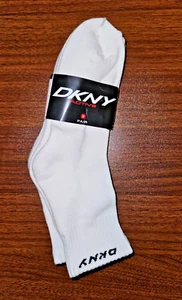 3-Pair DKNY Active Sport White Black Logo Ankle Socks 9-11 US Cotton Blend NEW - Picture 1 of 2