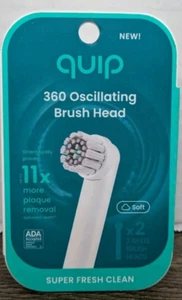 Quip 360 Oscillating Electric Toothbrush Brush Head Refill Soft White 2-Pack New - Picture 1 of 1