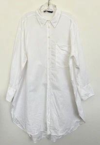 Zara Oxford Oversized Button Down Shirt Dress White Fisherman Work Women's Large - Picture 1 of 8