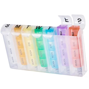 Weekly Pop Up Pill Box Storage Organizer 7 Day Medication Compartment Container - Picture 1 of 2