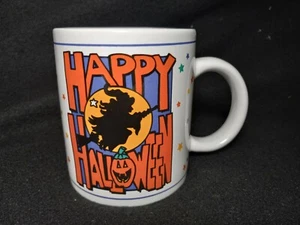Vintage HALLOWEEN Coffee Mug Witch pumpkin star (1994 J.I.I.)  Happy Halloween  - Picture 1 of 12