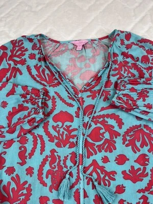 Туника женская Lilly Pulitzer (XS) Etta с v-образным вырезом с кисточками блузка с длинным рукавом - Изображение 1 из 4