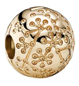 PANDORA LUCERNE FLORAL CLIP 14K GOLD CHARM 750818 RETIRED $520 - Picture 1 of 6