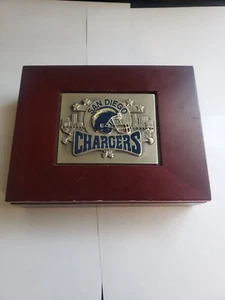 🚨🔥Vintage Wood San Diego Los Angeles Chargers Jewelry Watch Ring Box Nice - Picture 1 of 4