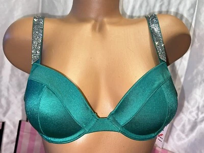 Victorias Secret Swim Suit Top Push-Up Shine Strap  Emerald Green 32B - Image 1 of 2